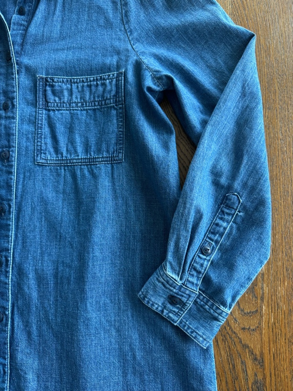 Madewell Denim Puff-Sleeve Shirt Dress Blue Casual in Harris Wash Women’s Size S - Picture 3 of 11